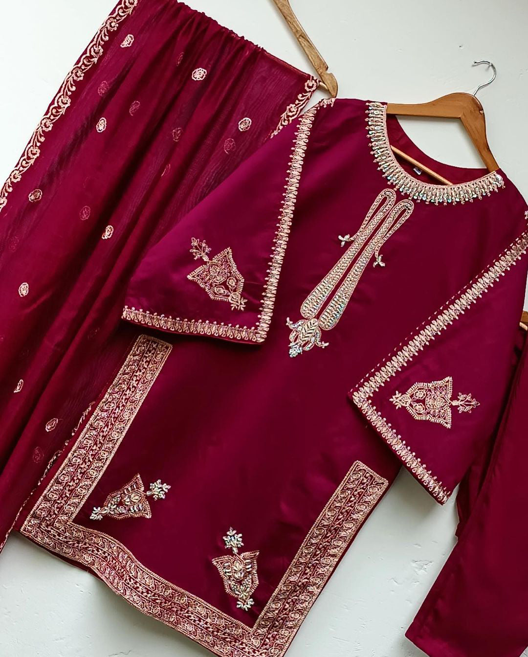 Artcile 3pc Taveez with Embroidered Dupatta