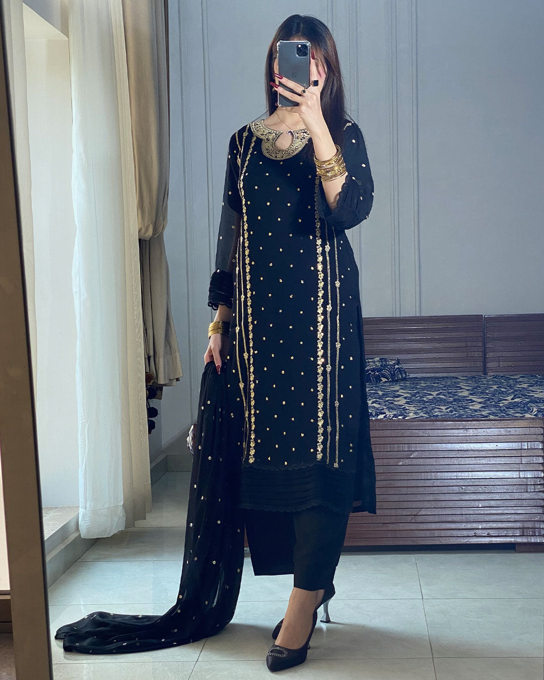 EID ARRIVALS Neck lining Sequence Embroidered 3PCs