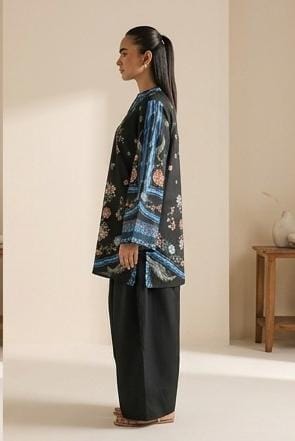 Black Floral Printed 2 Piece (Shirt aur Trouser)