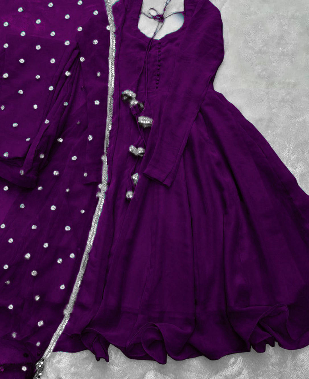 3pc Silver Lace Attached On Dupatta 3Pcs Maxi