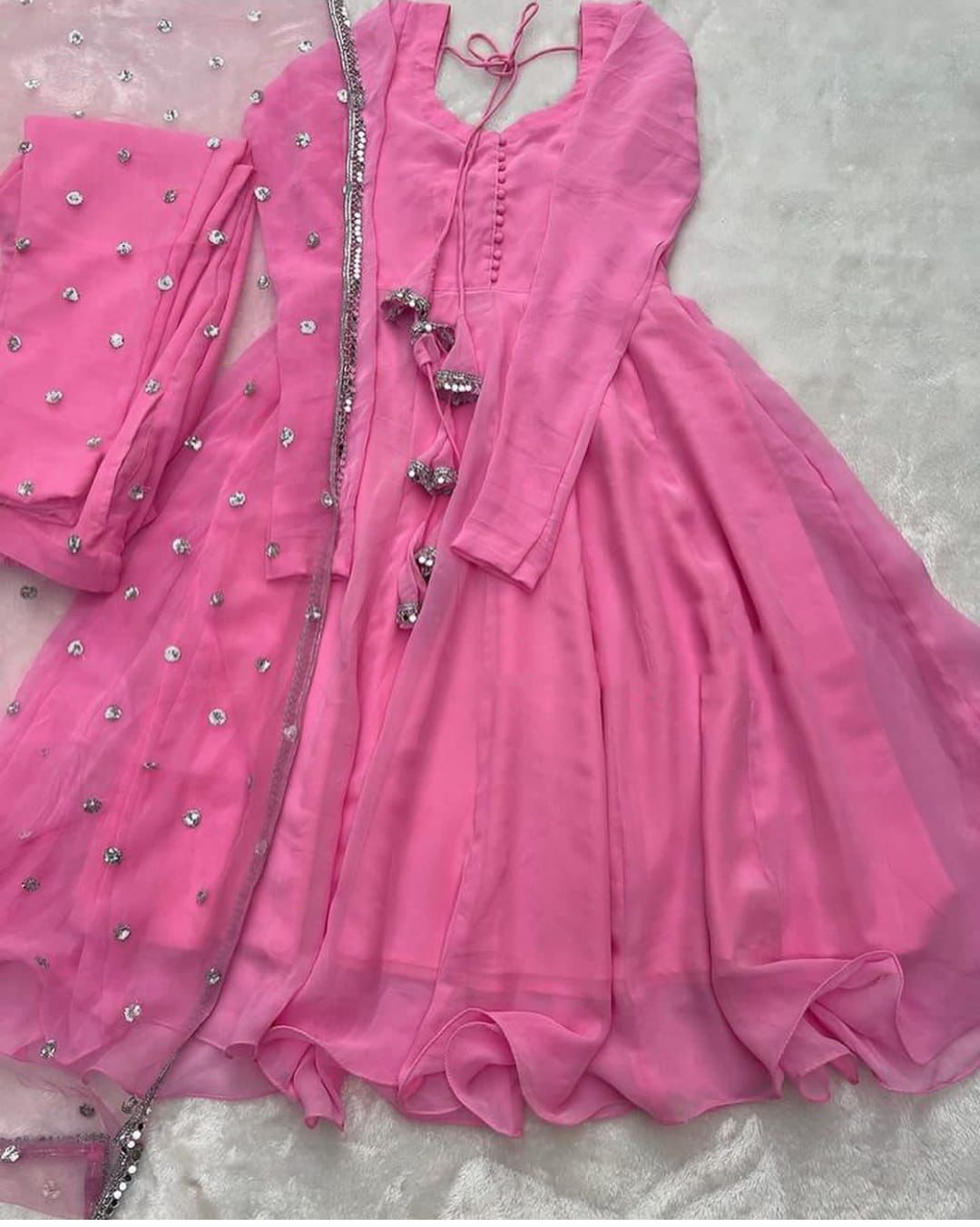 3pc Silver Lace Attached On Dupatta 3Pcs Maxi