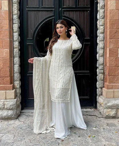 3 PCs heavy sequence embroidery & Pearls work