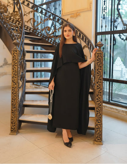 Cap Shawl with long body fitted Maxi 2pcs silk stuff