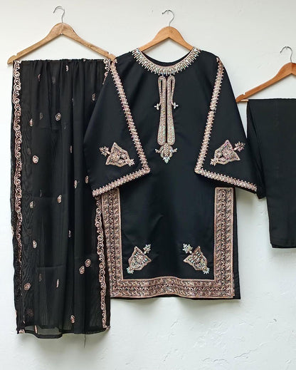 Artcile 3pc Taveez  with Embroidered Dupatta