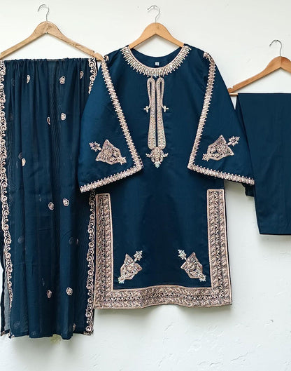 Artcile 3pc Taveez  with Embroidered Dupatta