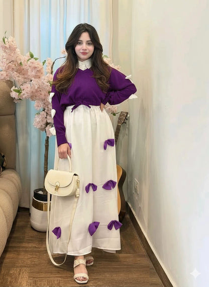 Sleeves Top With Contrast Bow