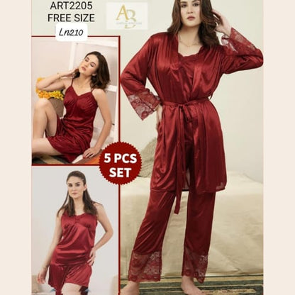 5Pcs Luxury Bridal Nighty Set