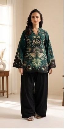 Emerald Green Printed 2 Piece (Shirt aur Trouser)